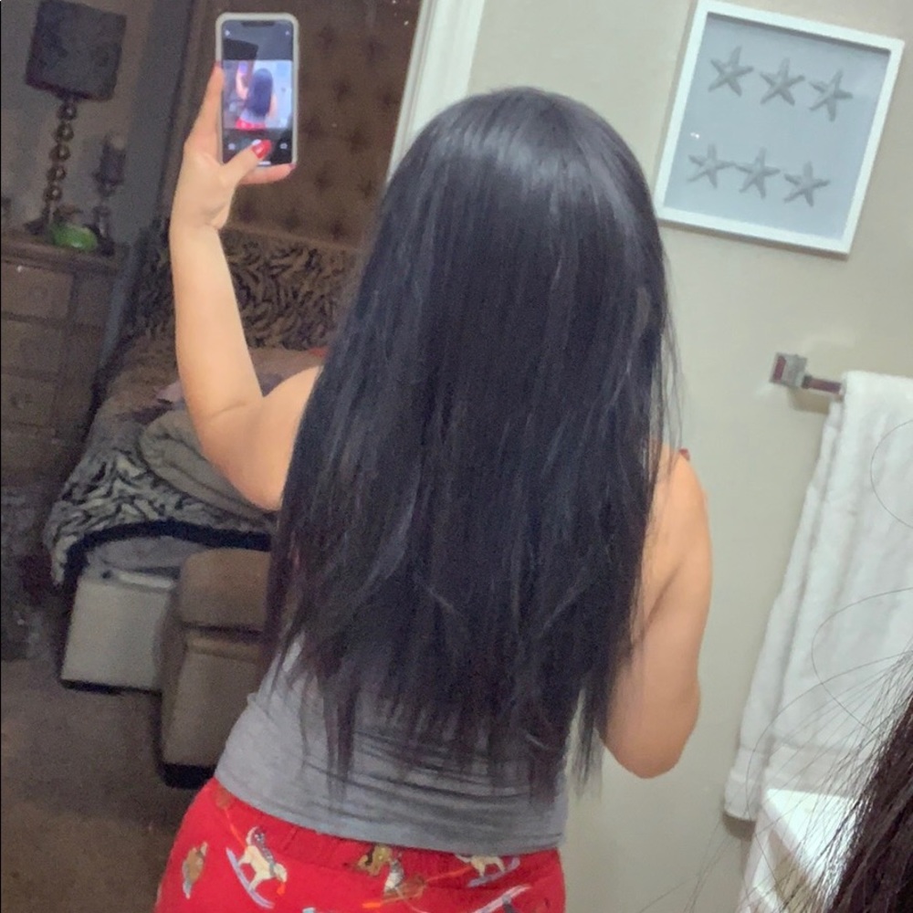Dark brown wig long